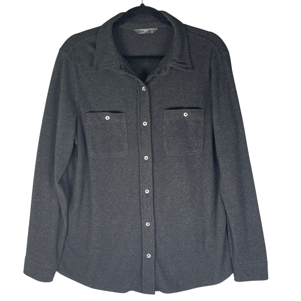 Member's Mark Cozy Button Down Shirt Womens M Black Excellent Stretch Shacket